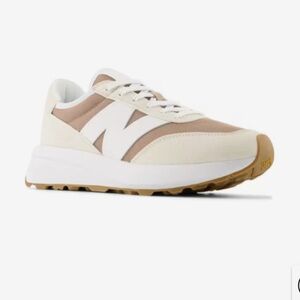 New Balance 370 Cream and Tan Sneakers